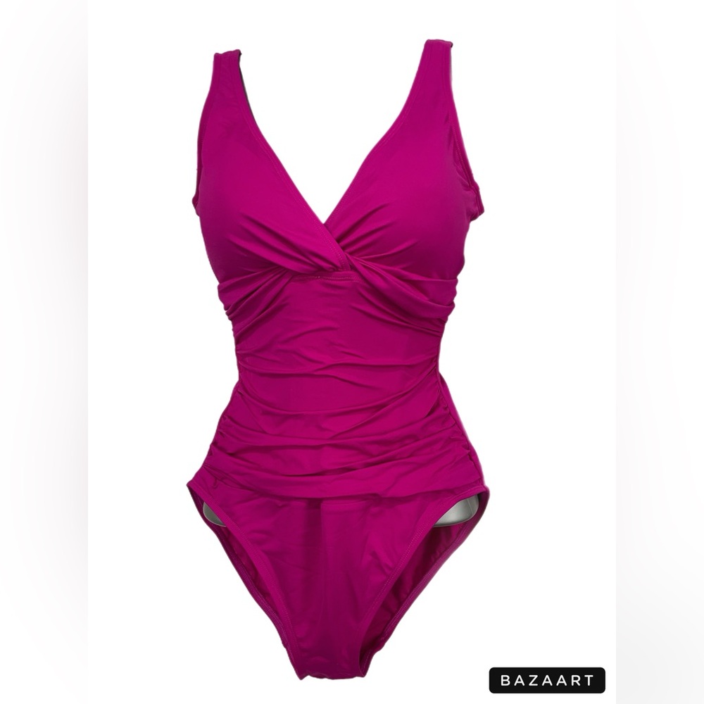 Ralph Lauren PLUMERIA Beach Club Solid Twist Underwire One Piece Swimsuit